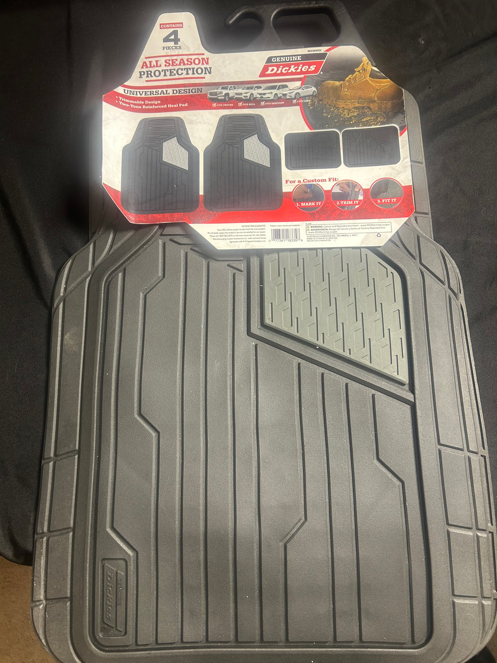 Genuine Dickies Universal Automotive Floor Mats Trim to Fit All-Weather Rubber