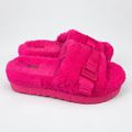 UGG Pink Fuzzy Buckle Platform Slides - US 10 / EU 41 — edited neutral-background presentation; see original photos for condition